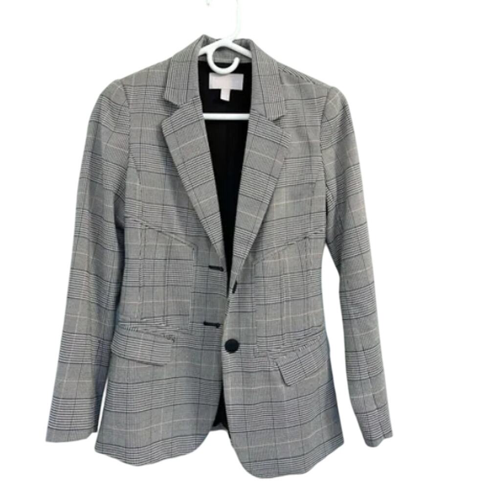 Chelsea28 Size XS Single Breasted Glen Plaid Blazer Jacket equestrian style NEW